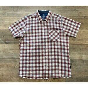 Kuhl Tropik Mens M Plaid Short Sleeve Button Up Pocket Casual Camp Organic Shirt